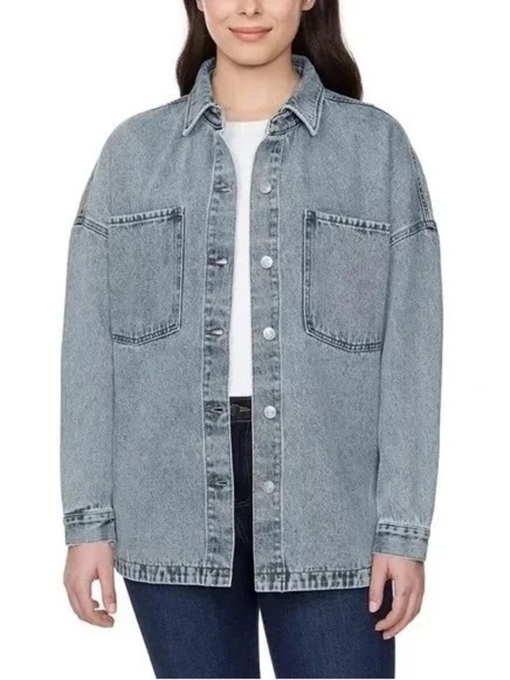 Hudson Denim Button-up Oversized Denim Jacket in Blue Retro Wash, Size XL